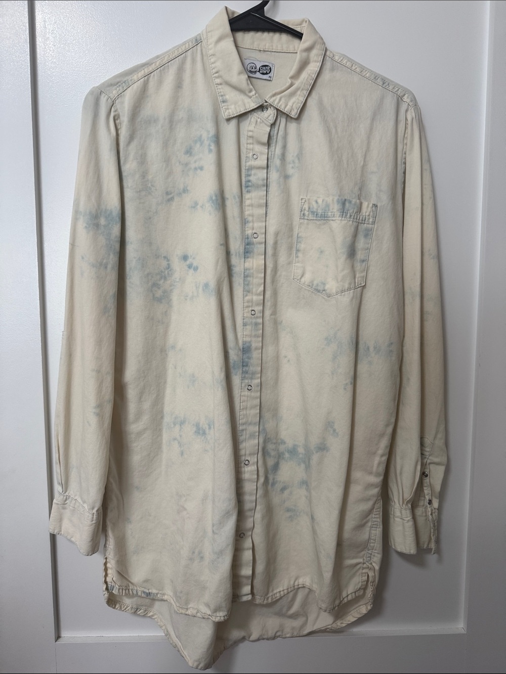 Cheap Monday Cream Shirt with Pale Blue Tie-Dye